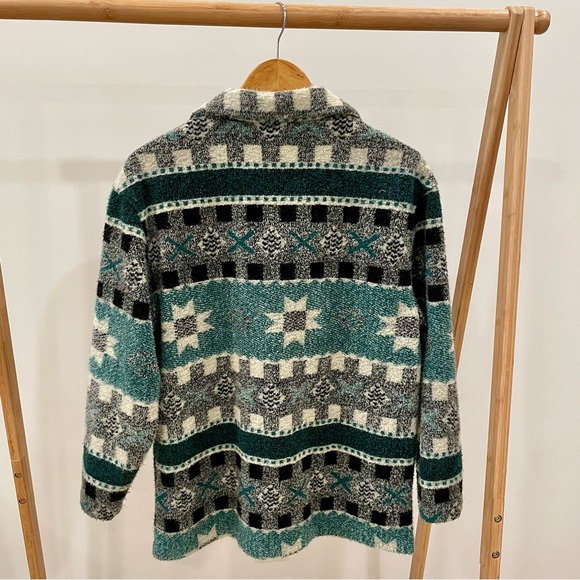 Vintage Southwestern Quilt Patchwork Patterned Blanket Chore Barn Jacket - Picture 4 of 5